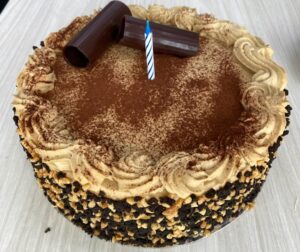 Cake with 1 candle on it